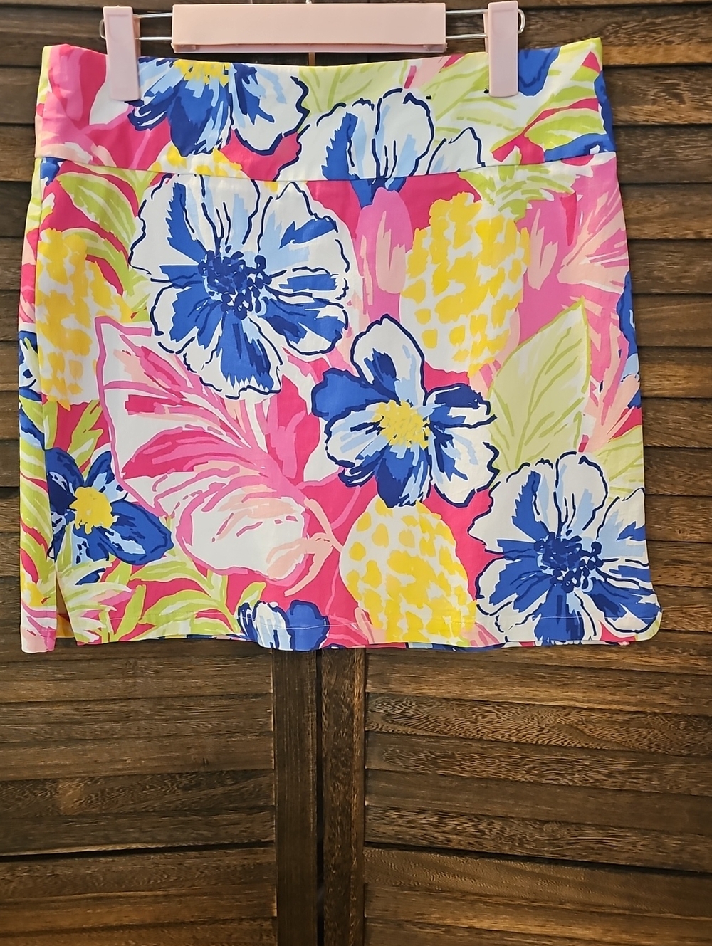 Rafaella Pink Blue Yellow Floral Pineapple Skort Sz S 30"waist #894